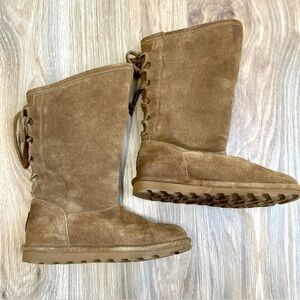 BearPaw Women’s Suede Phyllis Wool Lined Sheepskin Boots Brown Size 5 EUC